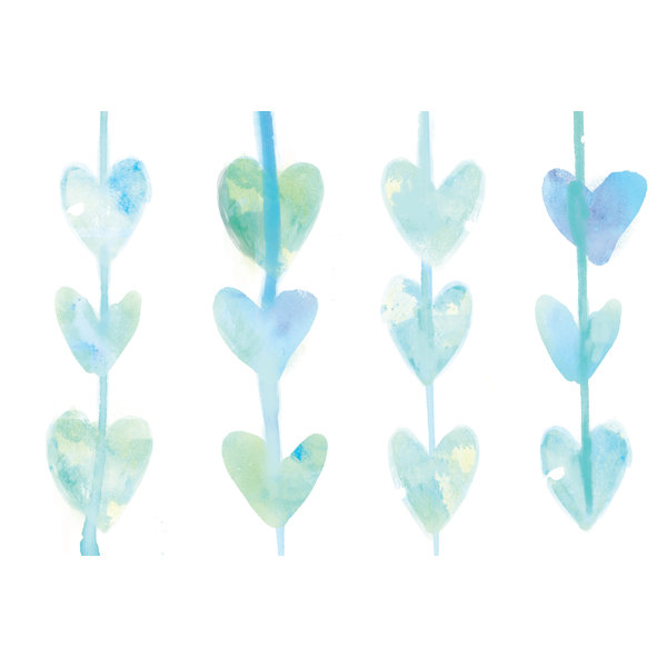 17 Stories Watercolor Drippy Hearts Wrapped Canvas Art Prints